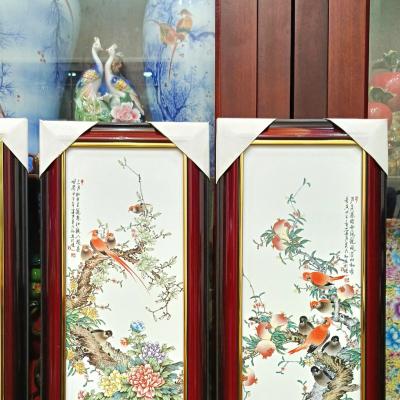 tranh sứ hoạ tiết chim hoa tứ quý